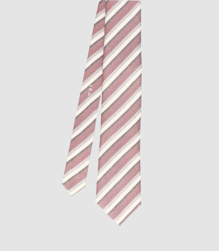 izac Cravate en soie à rayures rouge