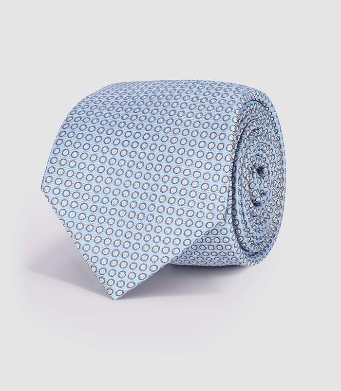 Izac Cravate En Soie Bleu Ciel à Motifs ULLY