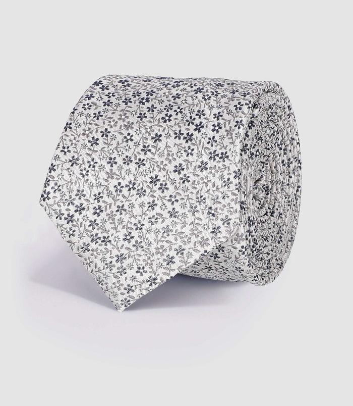Izac Cravate En Soie Gris à Motif Fleuri UCINIA