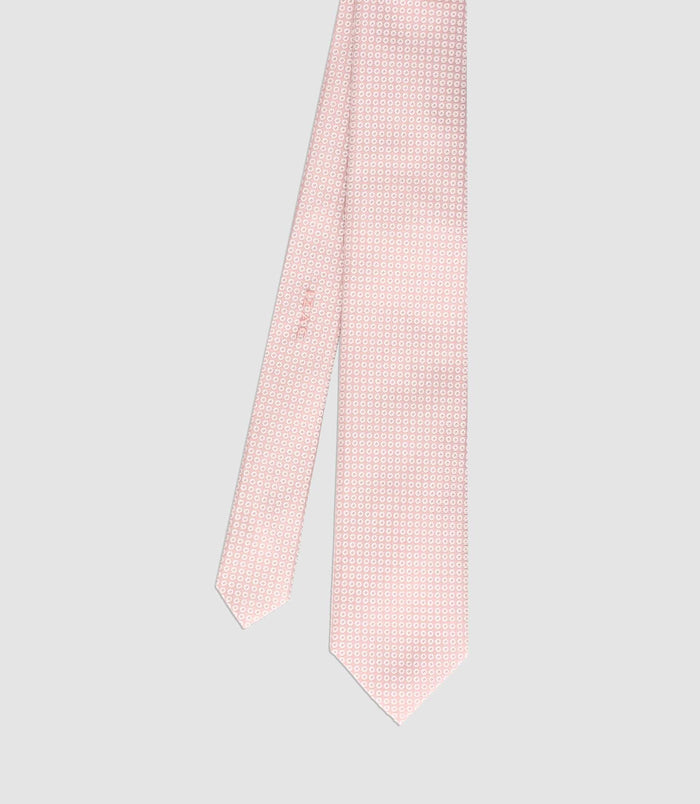 izac Cravate en soie rose à motifs ULLY