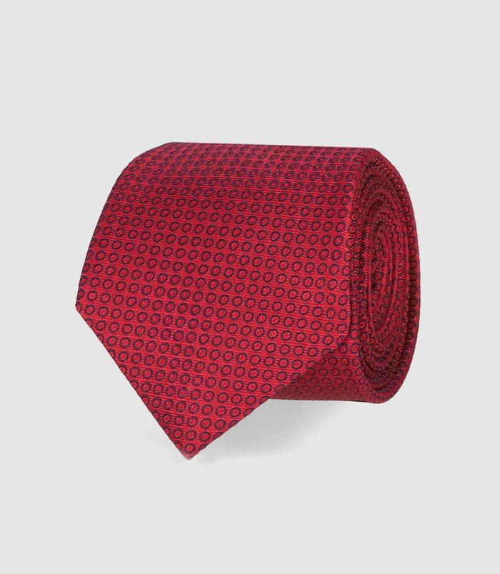 Izac Cravate En Soie Rouge à Motifs ULLY
