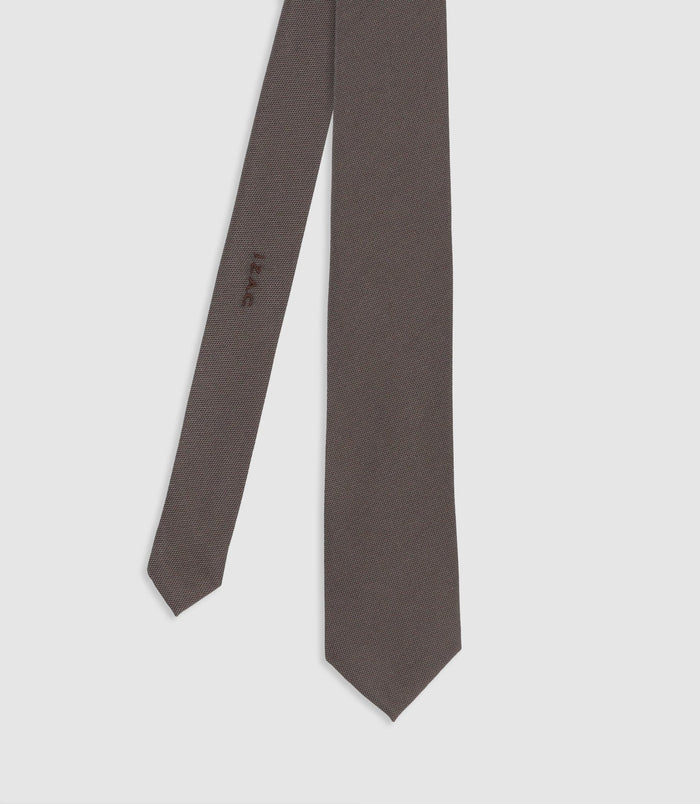 izac Cravate en tissu texturé marron