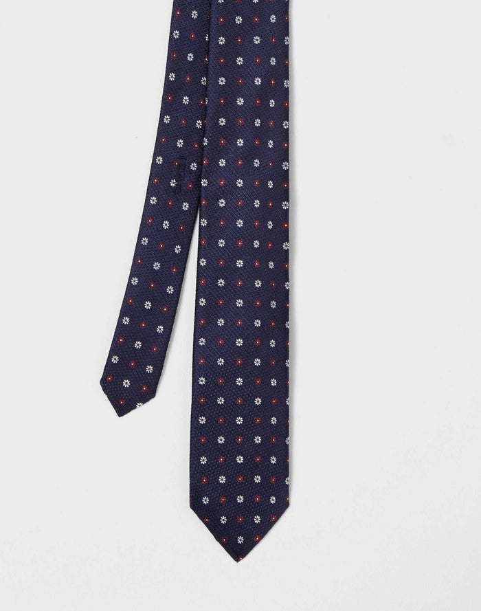 izac Cravate fleurs bordeaux