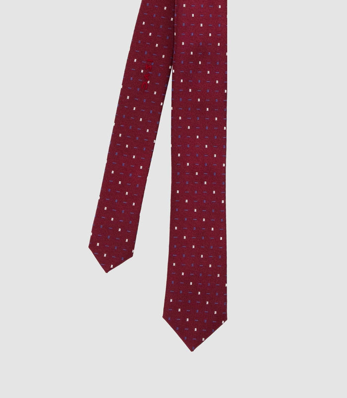 izac Cravate micro motif slim 5 cm bordeaux MATTIA