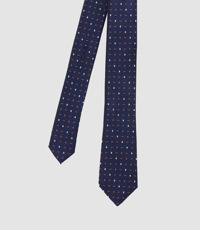 izac Cravate micro motif slim 5 cm marine MATTIA