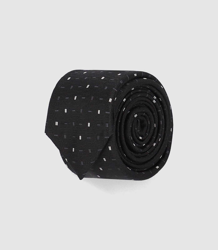 Izac Cravate Micro Motif Slim 5 Cm Noir MATTIA