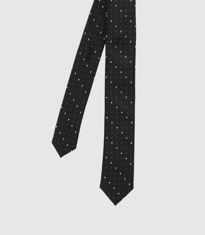 izac Cravate micro motif slim 5 cm noir MATTIA