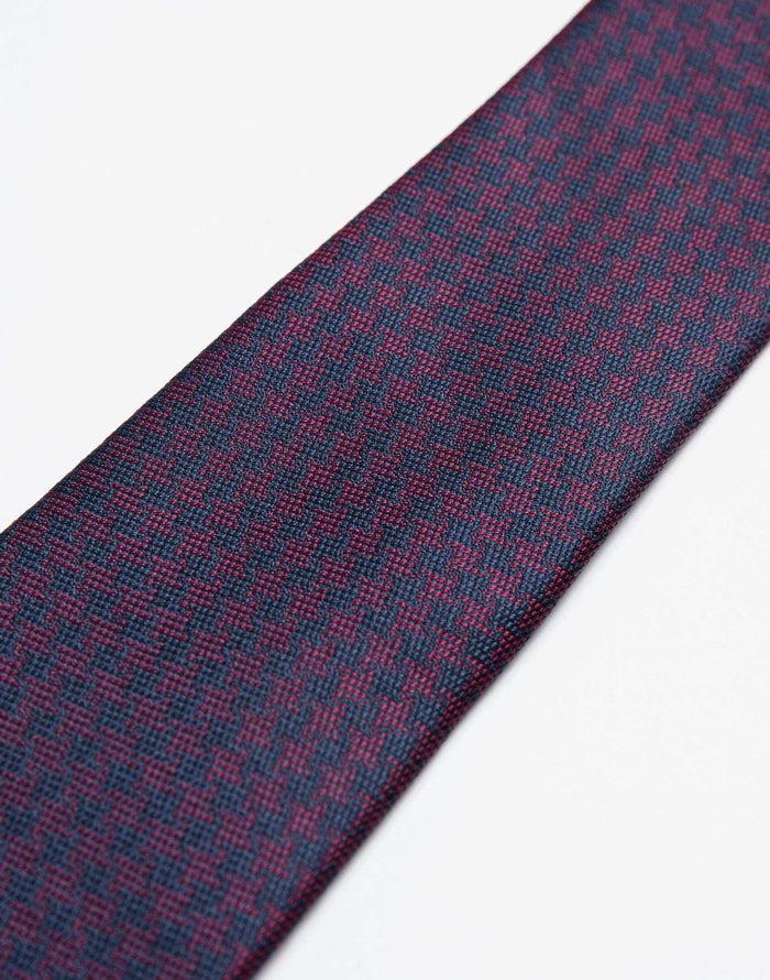 Izac Cravate Pied De Poule Rouge