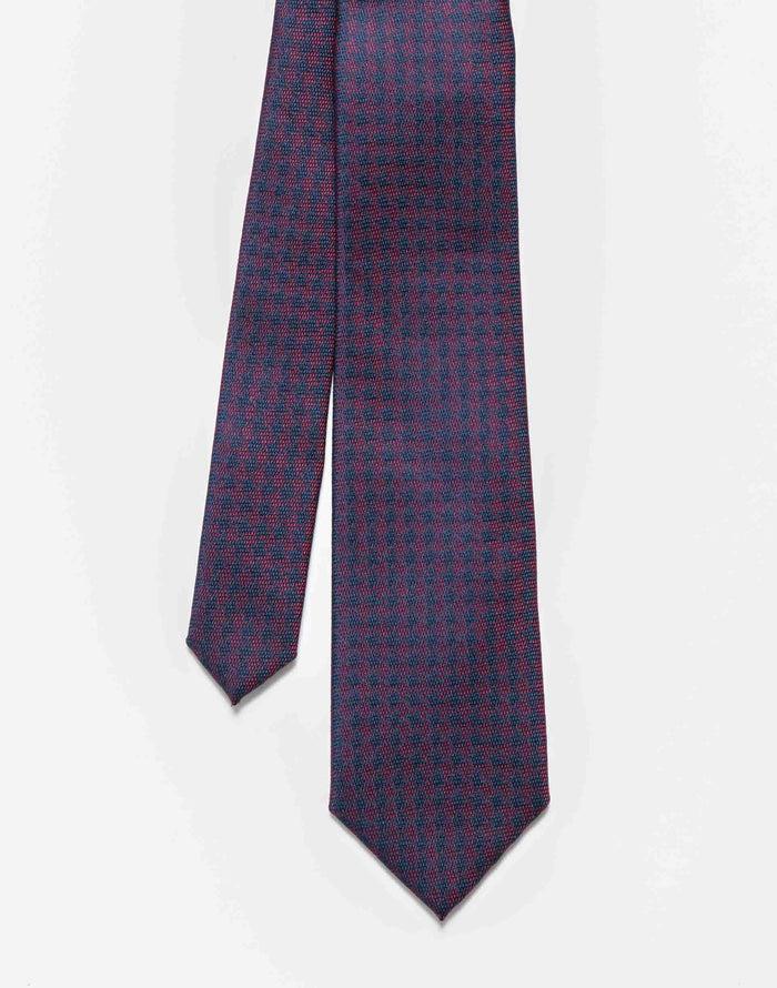 izac Cravate pied de poule rouge