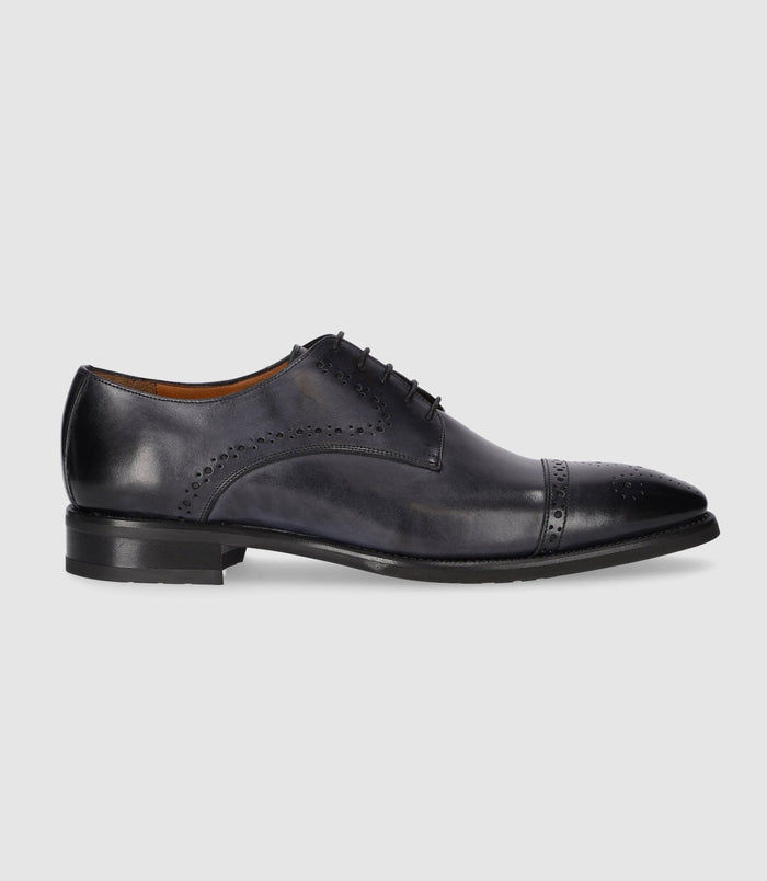 izac Derby couture en cuir anthracite OCTAVIO