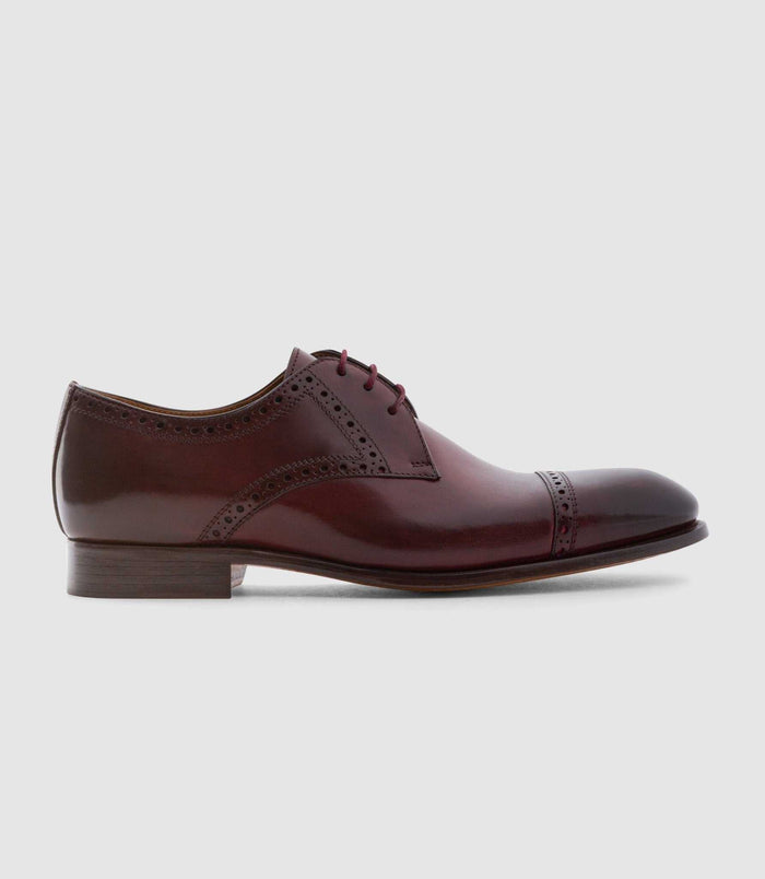 izac Derby couture en cuir bordeaux "Camillo"