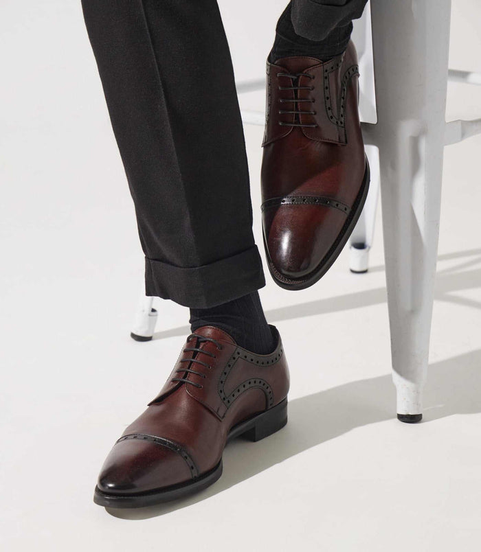 izac Derby couture en cuir bordeaux OCTAVE
