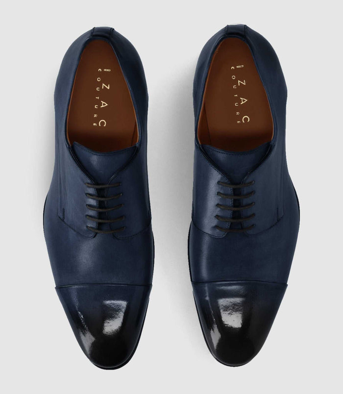Izac Derby Couture En Cuir Marine ELVIS