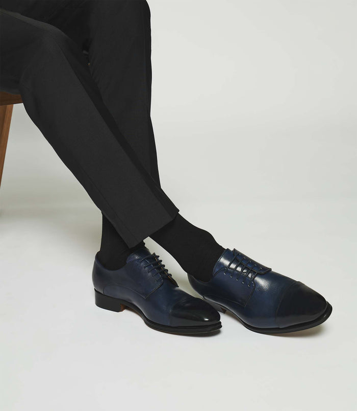 izac Derby couture en cuir marine ELVIS