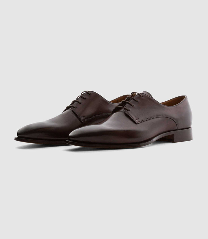 Izac Derby Couture En Cuir Marron "Cassio"