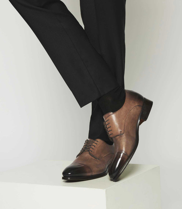 Izac Derby Couture En Cuir Marron Clair