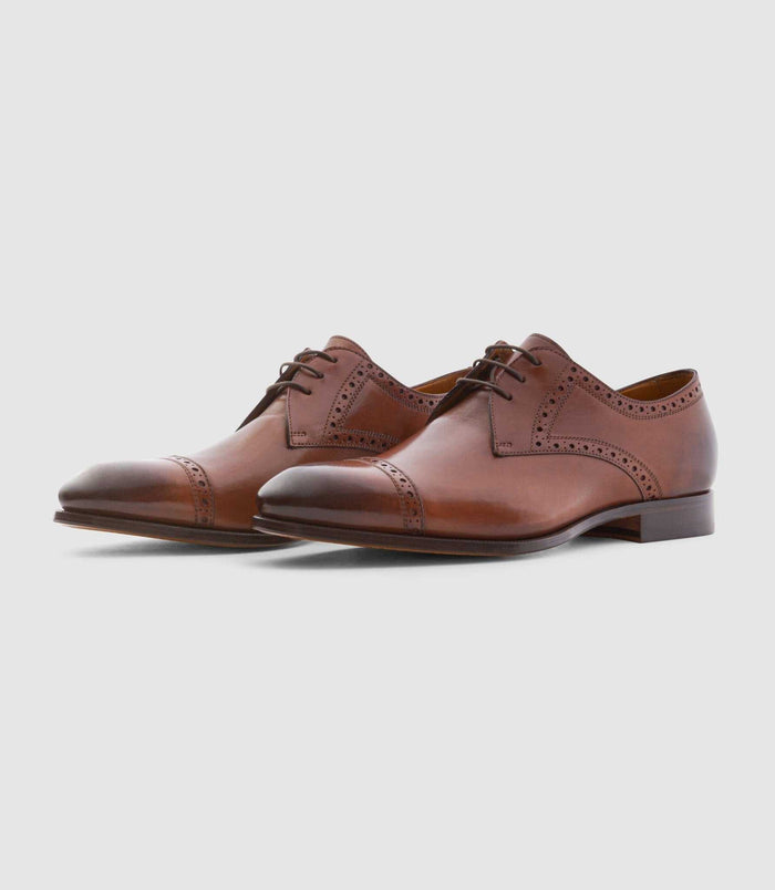 Izac Derby Couture En Cuir Marron Clair "Camillo"