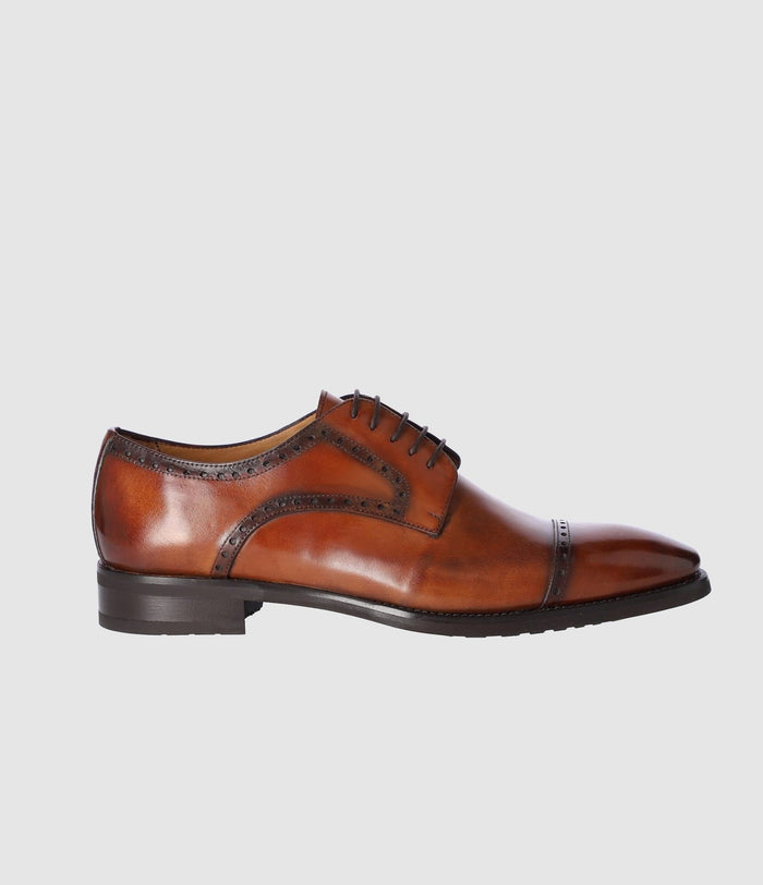 Izac Derby Couture En Cuir Marron Clair OCTAVE