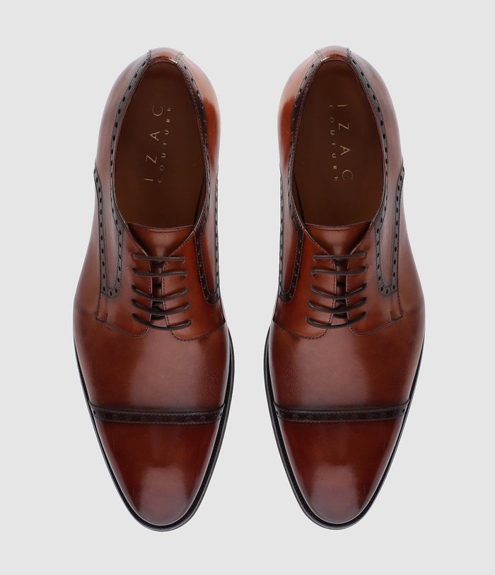 Izac Derby Couture En Cuir Marron Clair OCTAVE