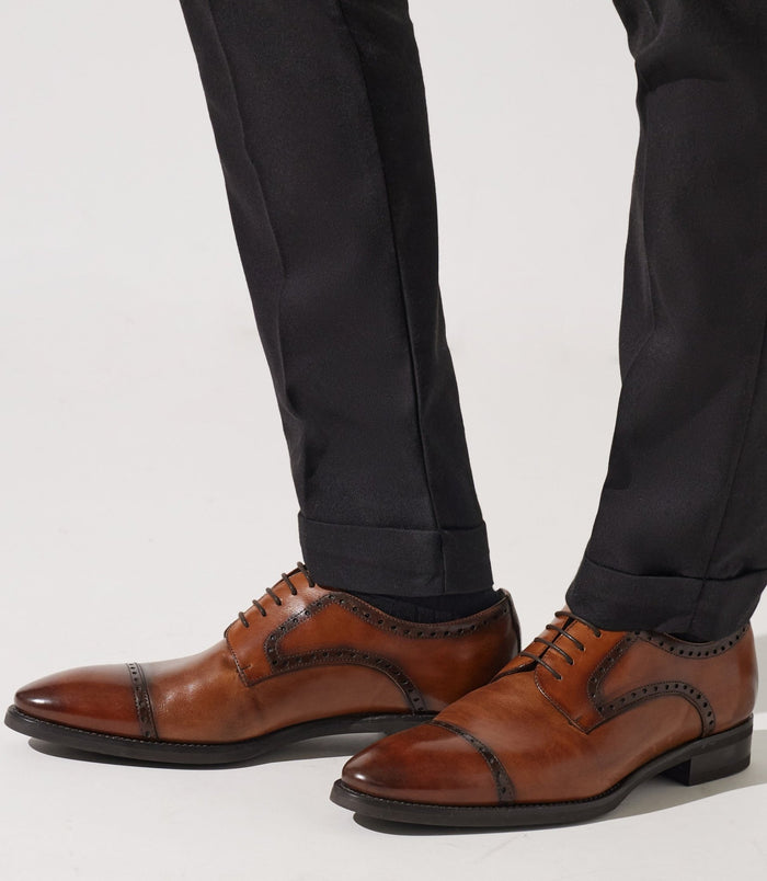izac Derby couture en cuir marron clair OCTAVE
