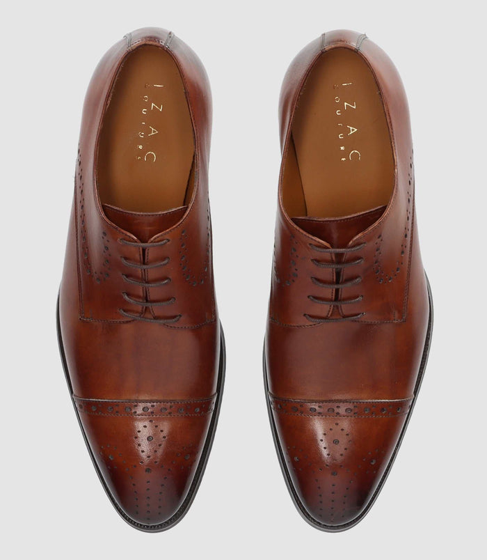 Izac Derby Couture En Cuir Marron Clair OCTAVIO