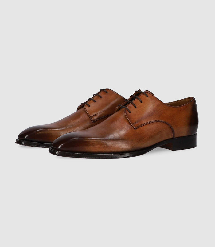 Izac Derby Couture En Cuir Marron Clair ORENZO