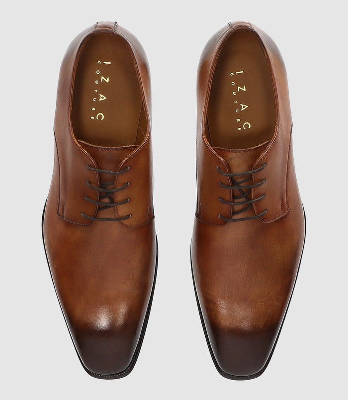 Izac Derby Couture En Cuir Marron Clair ORENZO