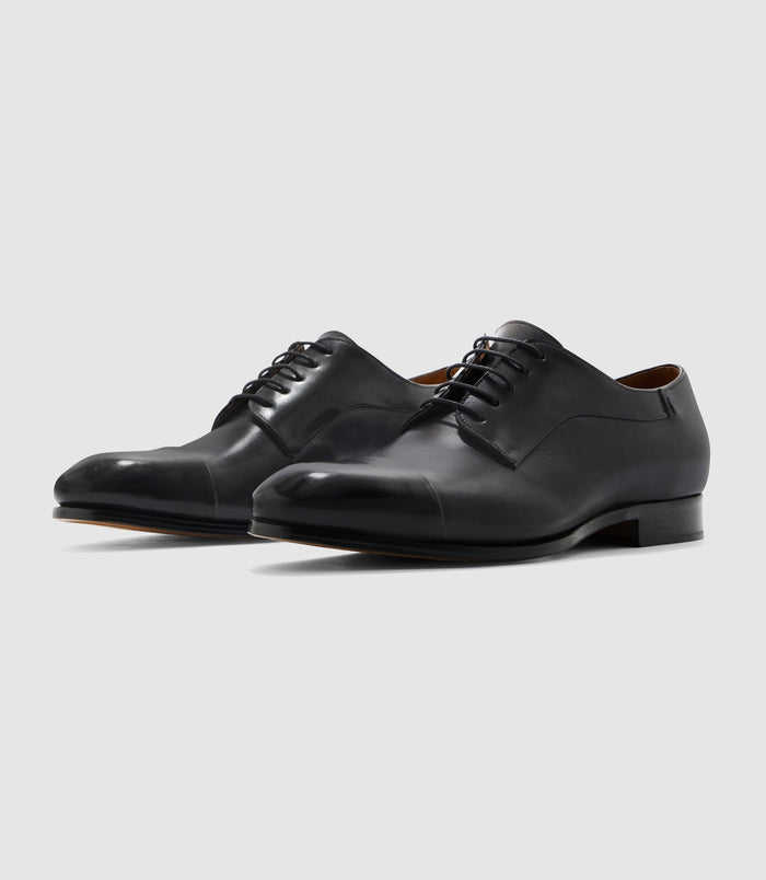 Izac Derby Couture En Cuir Noir "Elvio"