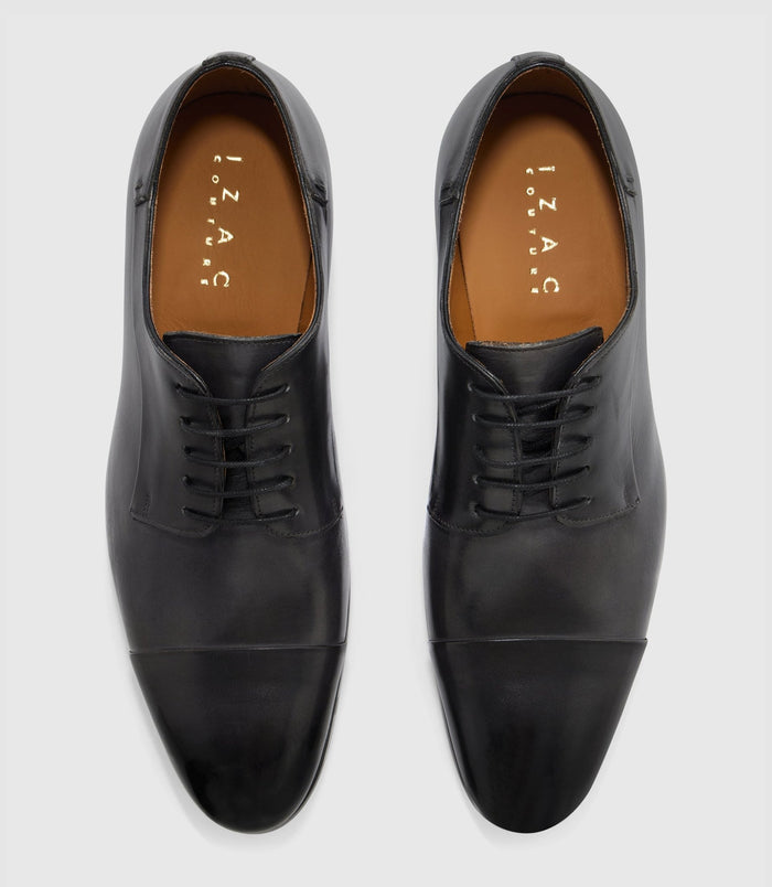 Izac Derby Couture En Cuir Noir "Elvio"