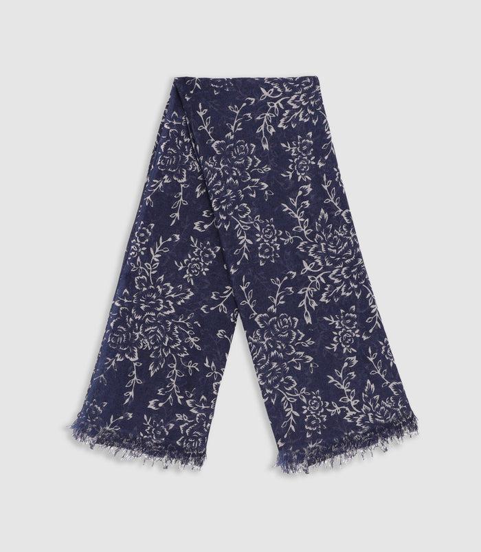 izac Écharpe à motif floral marine XARI
