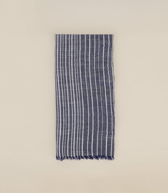 Izac Echarpe à Rayures Contrastées Indigo
