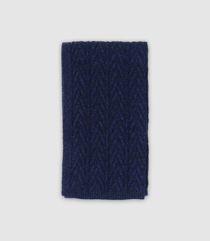 Izac Echarpe En Maille Torsadée Marine