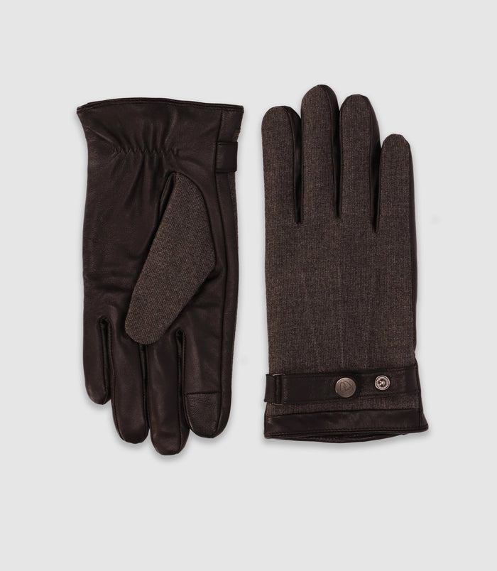 izac Gants en cuir et tissu anthracite