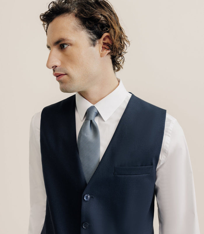 Izac Gilet 100% Laine Bleu Marine