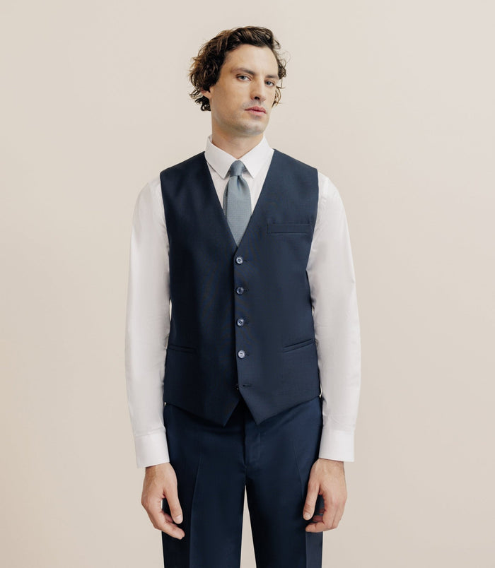 izac Gilet 100% laine bleu marine