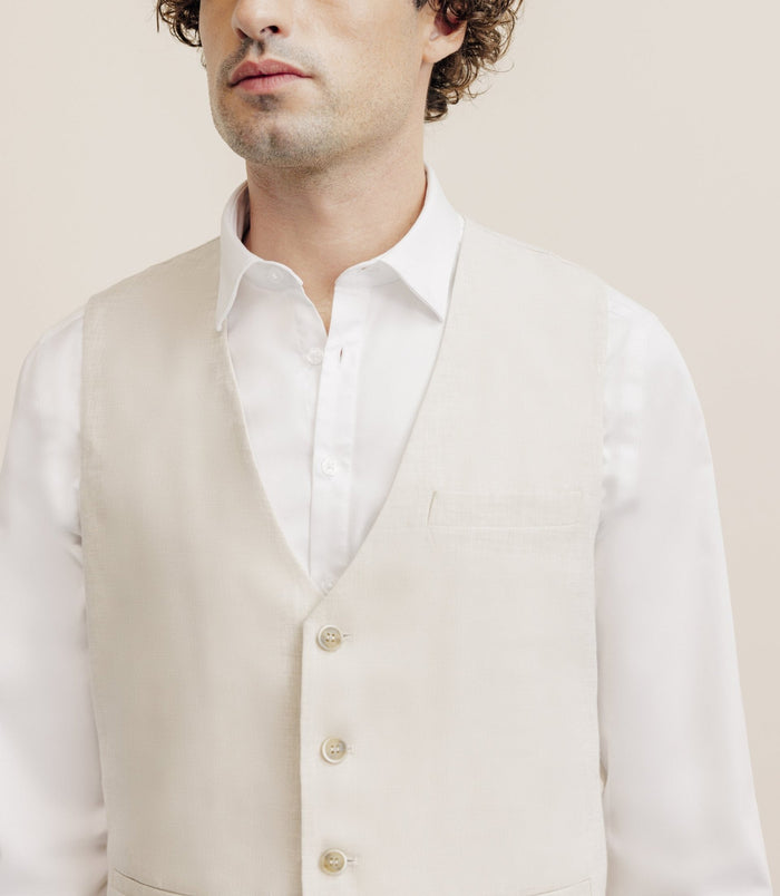 Izac Gilet 100% Lin Beige