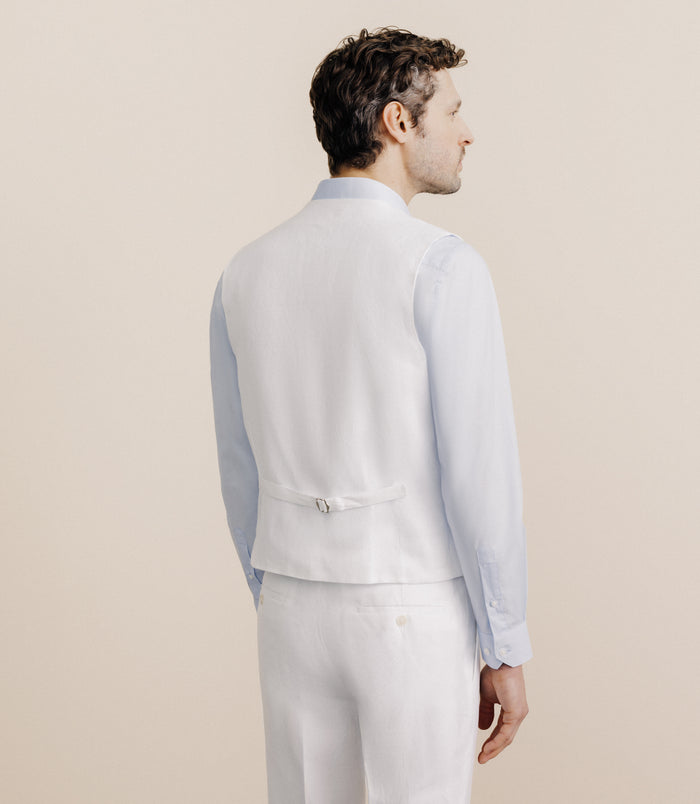 Izac Gilet 100% Lin Blanc