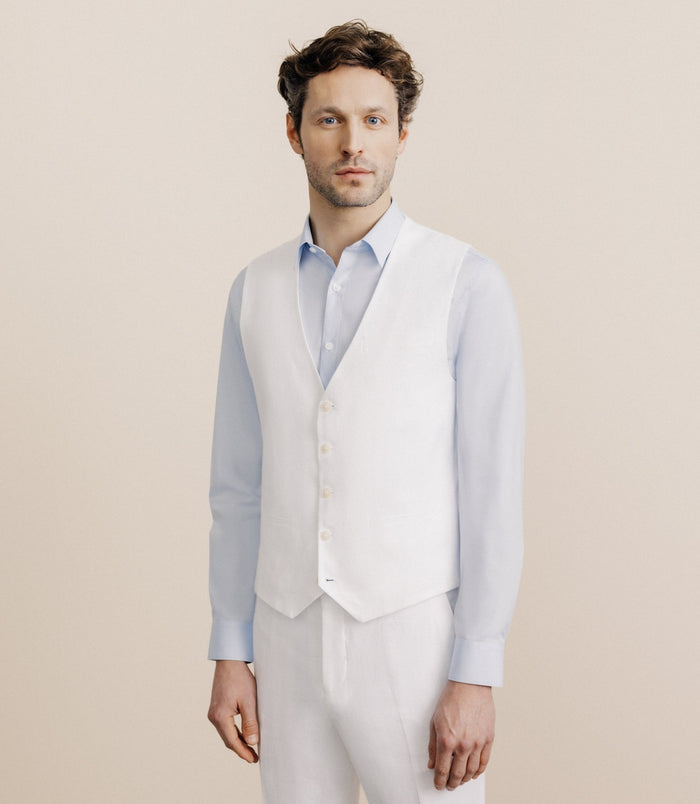izac Gilet 100% lin blanc
