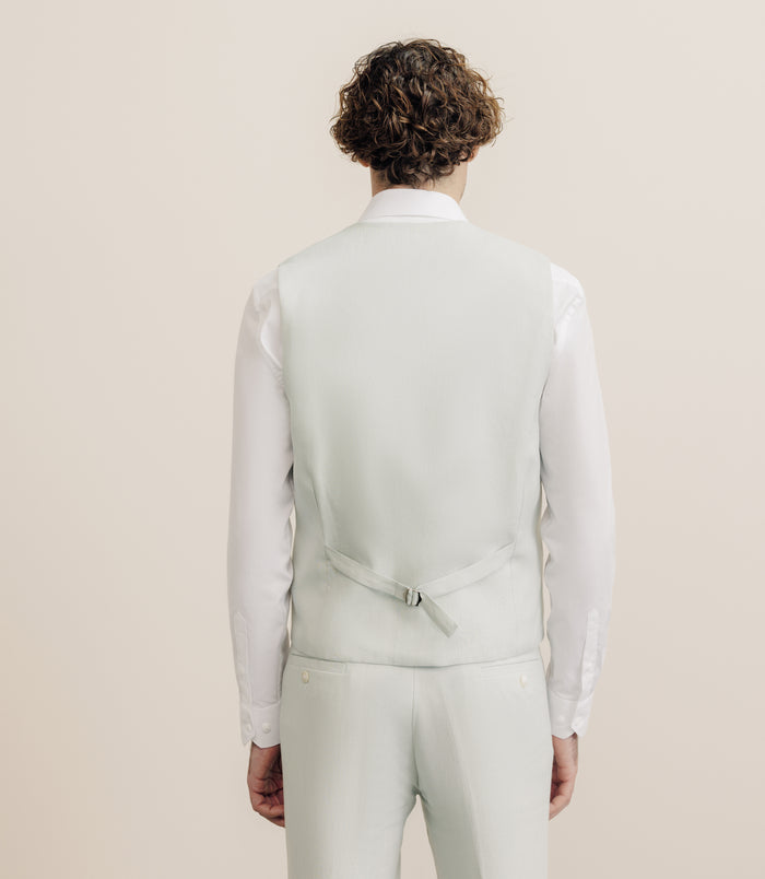 Izac Gilet 100% Lin Vert Eau