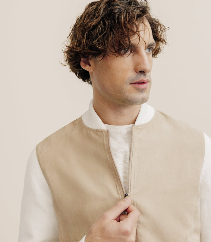 Izac Gilet Bi Matière Beige