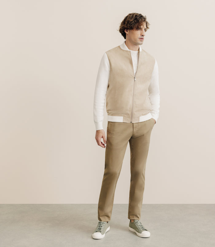 Izac Gilet Bi Matière Beige