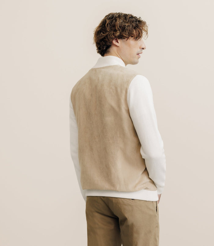 Izac Gilet Bi Matière Beige