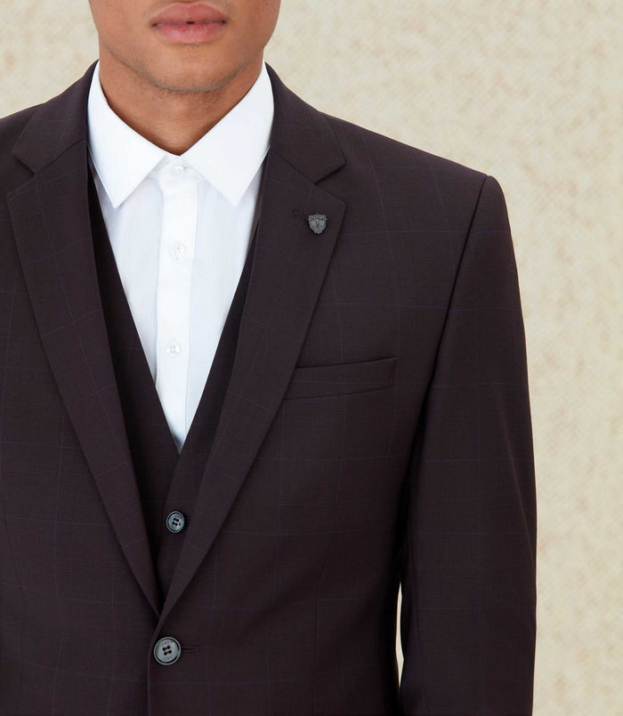 Izac Gilet Bordeaux à Motif "quartiste"
