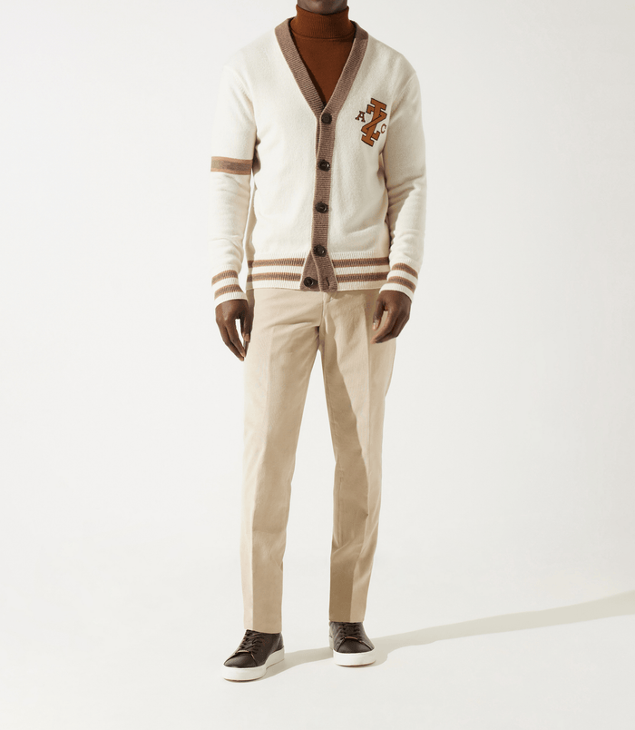 izac Gilet boutonné brodé écru