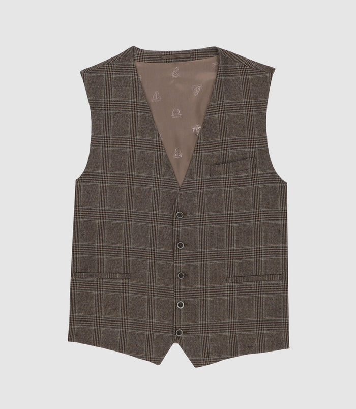 izac Gilet de costume à carreaux bordeaux XSEPIA