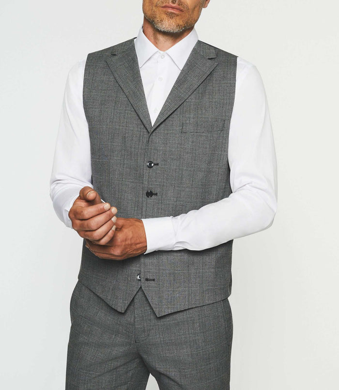 Izac Gilet De Costume à Carreaux Gris XSOBRE