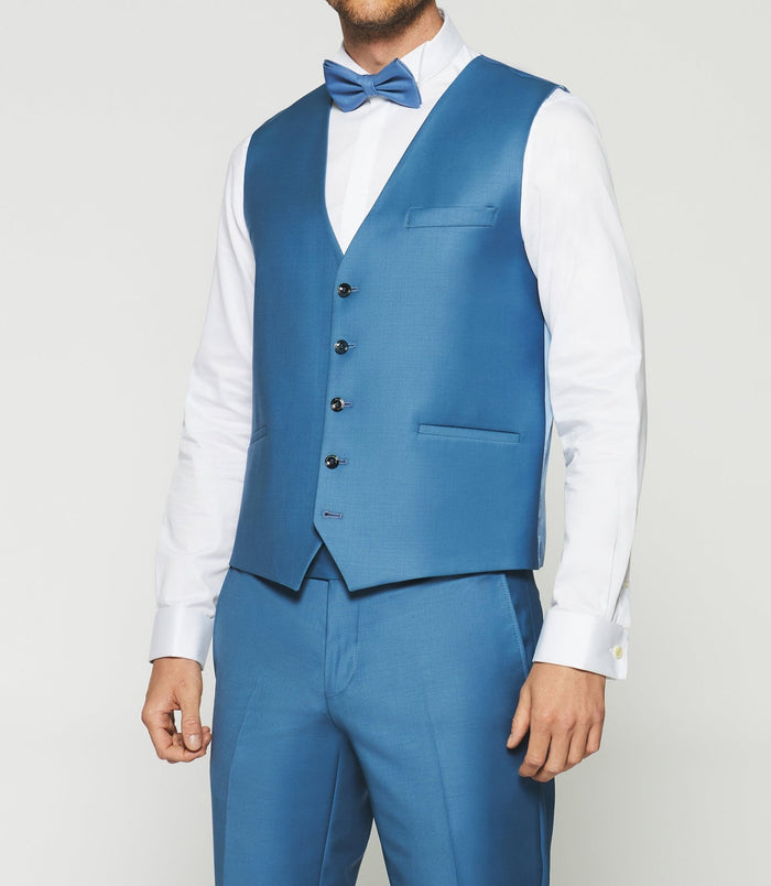 izac Gilet de costume en laine bleu clair JFAVORI