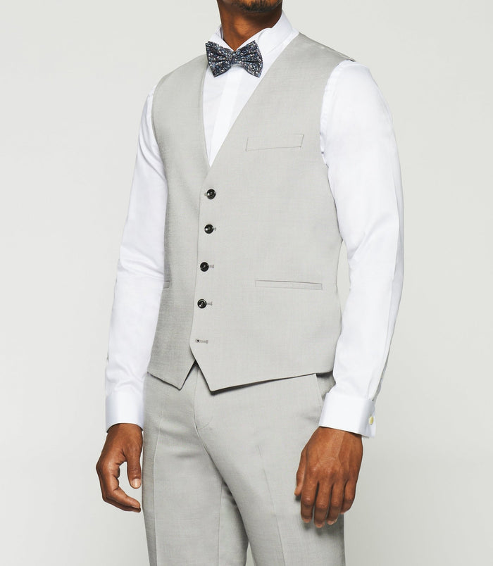 izac Gilet de costume en laine gris clair JFAKI