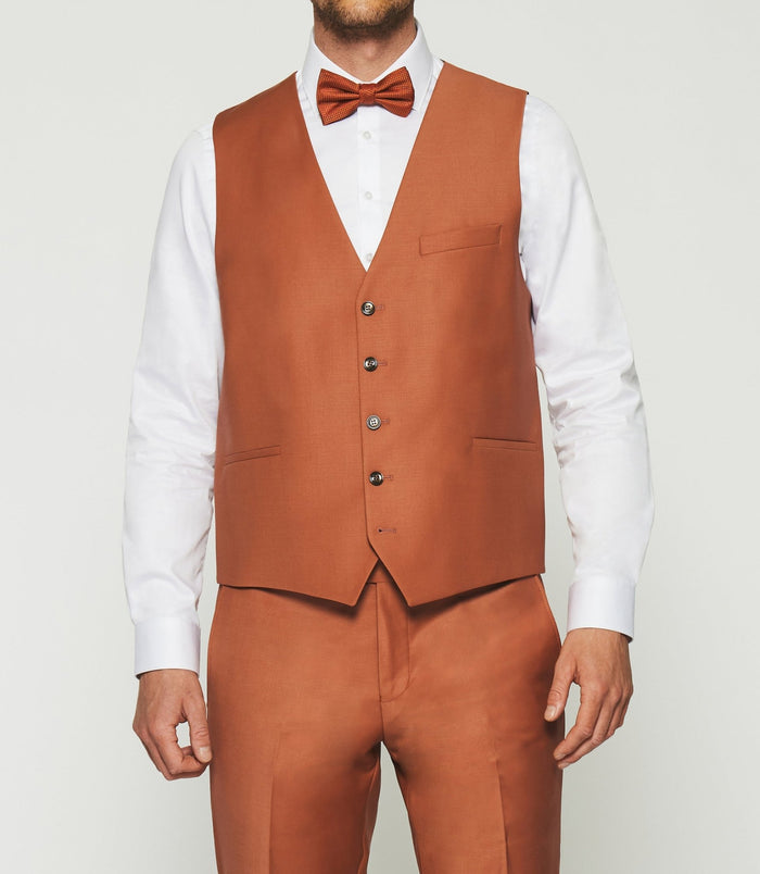 izac Gilet de costume en laine orange JFAVORI