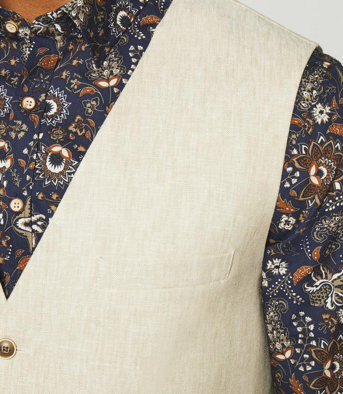 Izac Gilet De Costume En Lin Beige JCELESTE